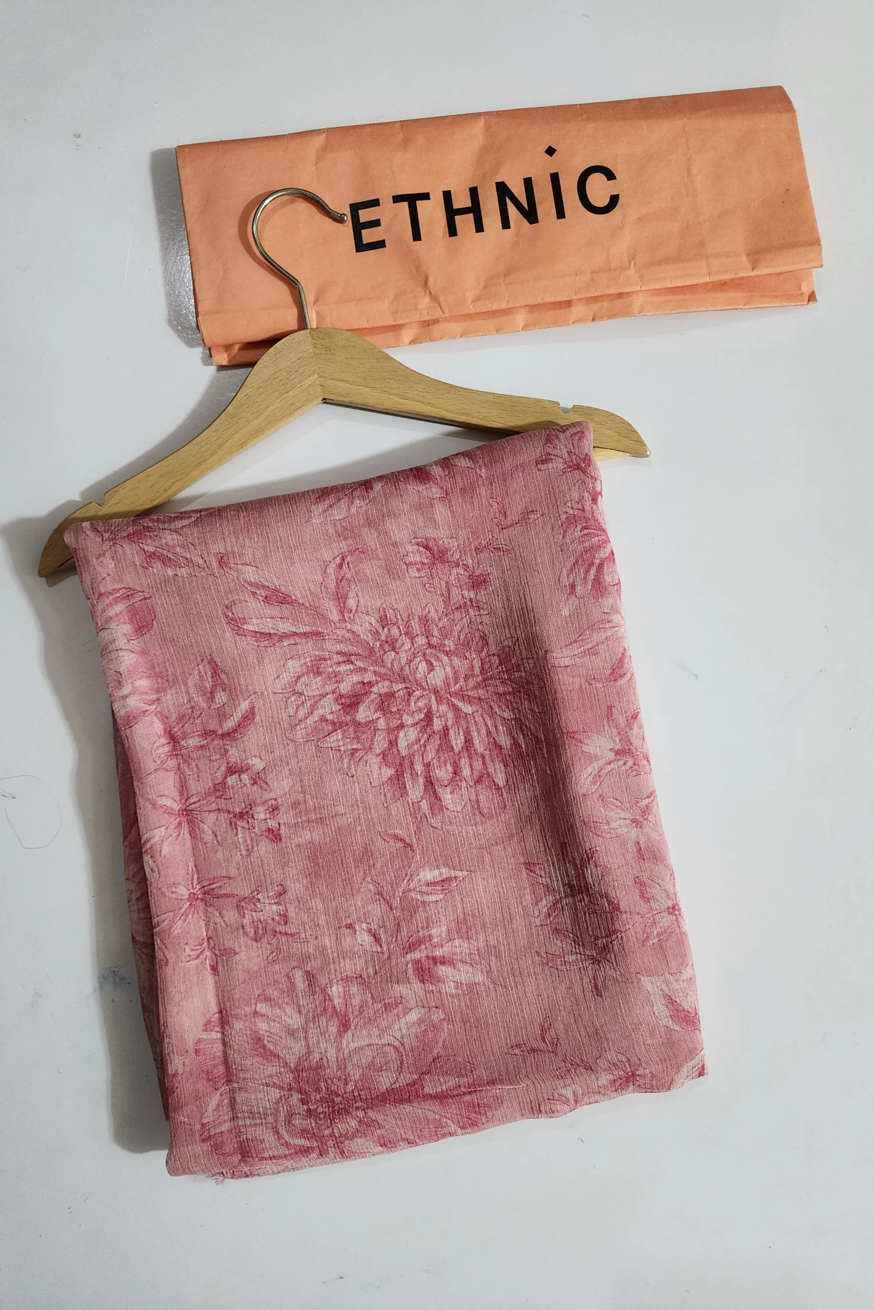 Pink printed chiffon dupata