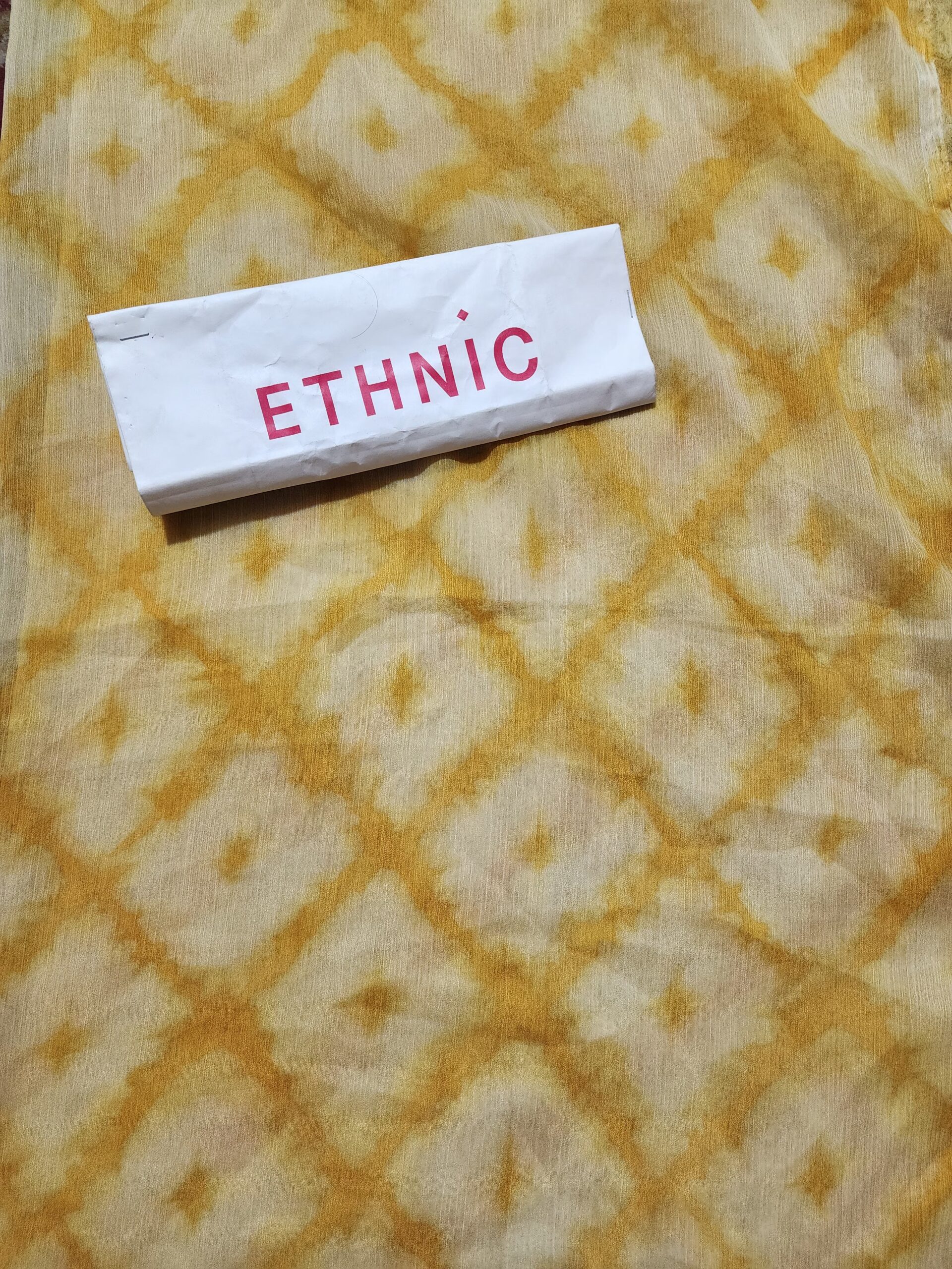 Printed yellow chiffon dupatta
