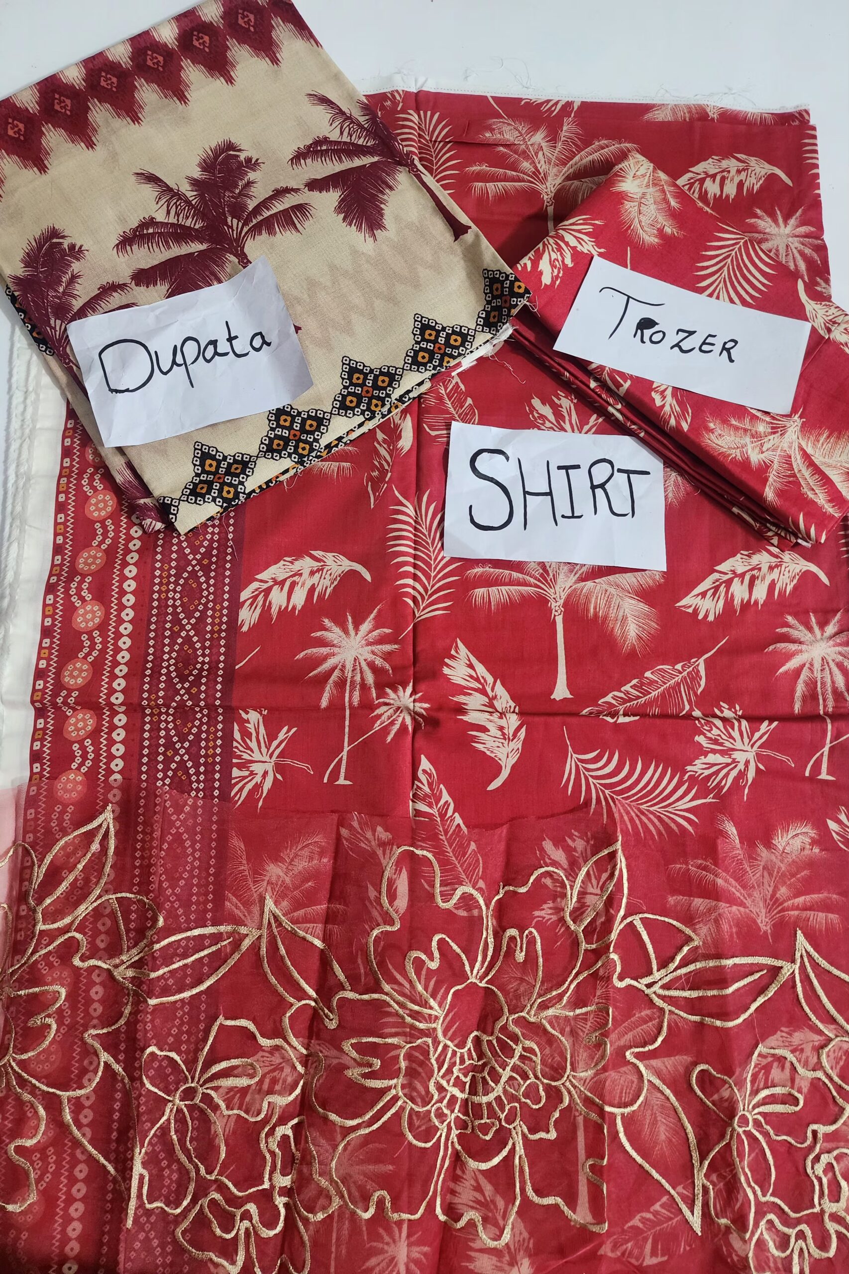 Red Lawn Embroidered 3 pc
